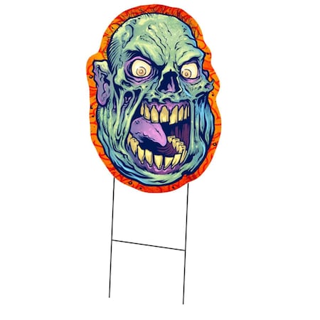 Amistad 24 in. Tall Double Sided Yard Sign with Stake - Zombie Monster AM3272519